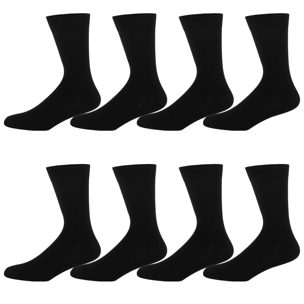 8 Pairs Mens Dress Socks Black ，High Quality Crew Long Socks, Cool Breathable Casual Combed Cotton Socks for men Plus Size 42-48