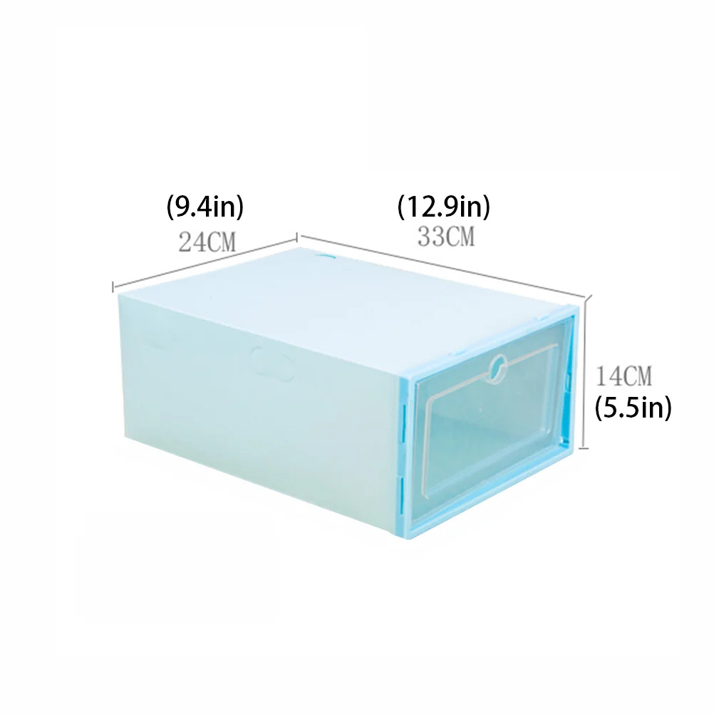 6 Pcs Shoe Box Storage Shoes Organizer Drawer Holder Cabinet Transparent Folding Container Plastic Stackable White Sneakers