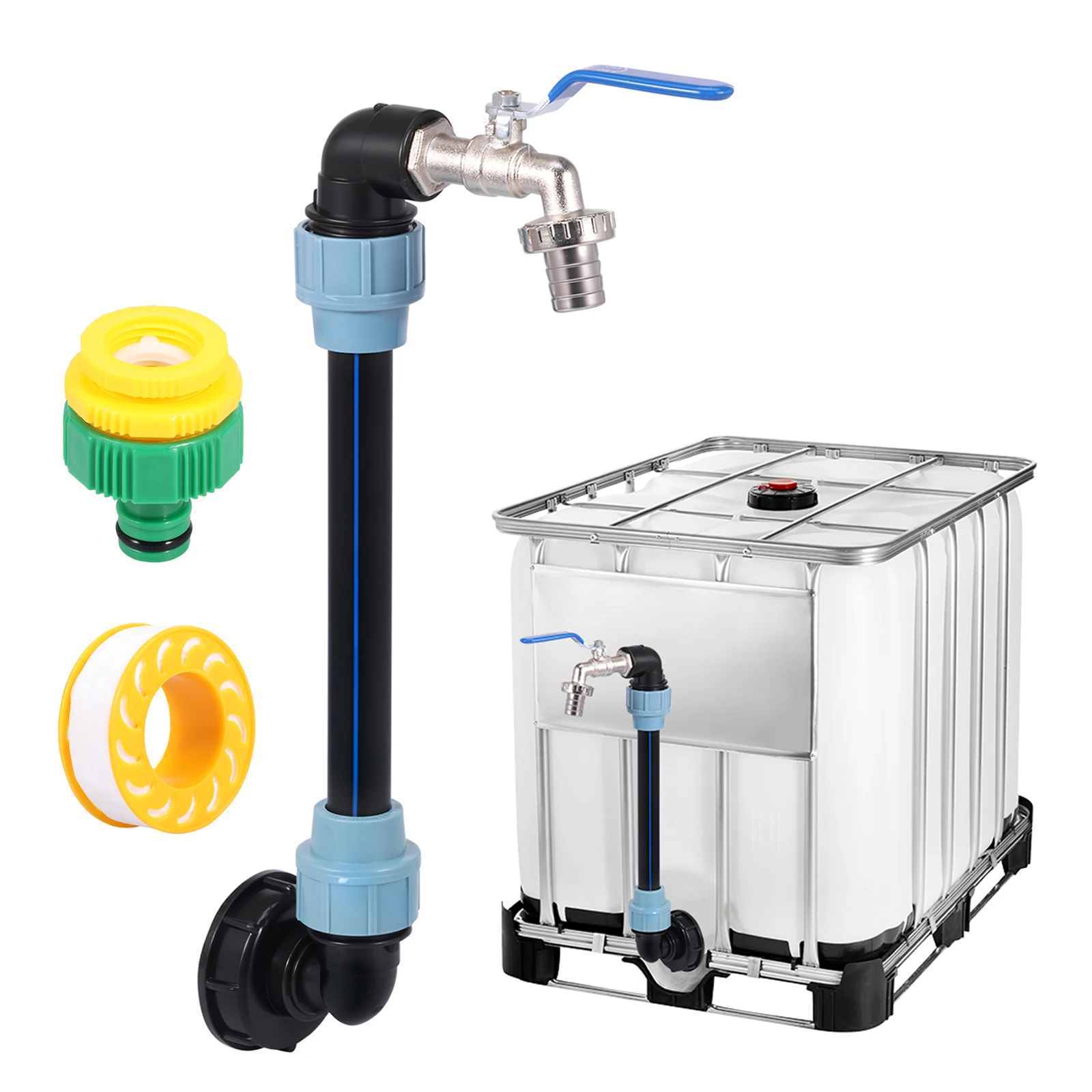 3/4Inch Outlet Tap IBC Adapter Tank Connection Faucet for 1000L Rainwater Tank Rain Barrel Zinc Alloy Replacement Valve