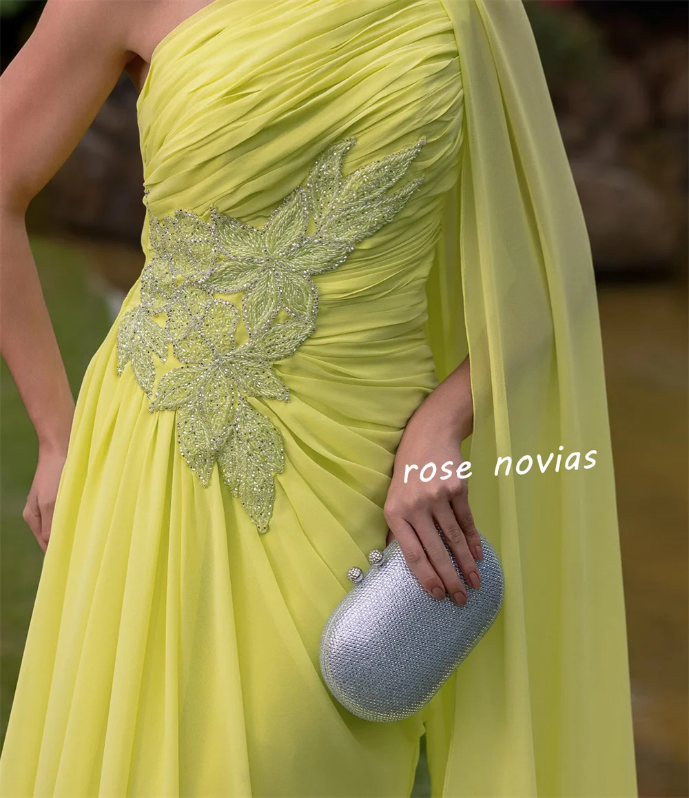 Customized Chiffon Beading Pleat One-shoulder A-line Floor-length Bespoke Occasion Prom Dresses Party Gown Gorgeous Elegant