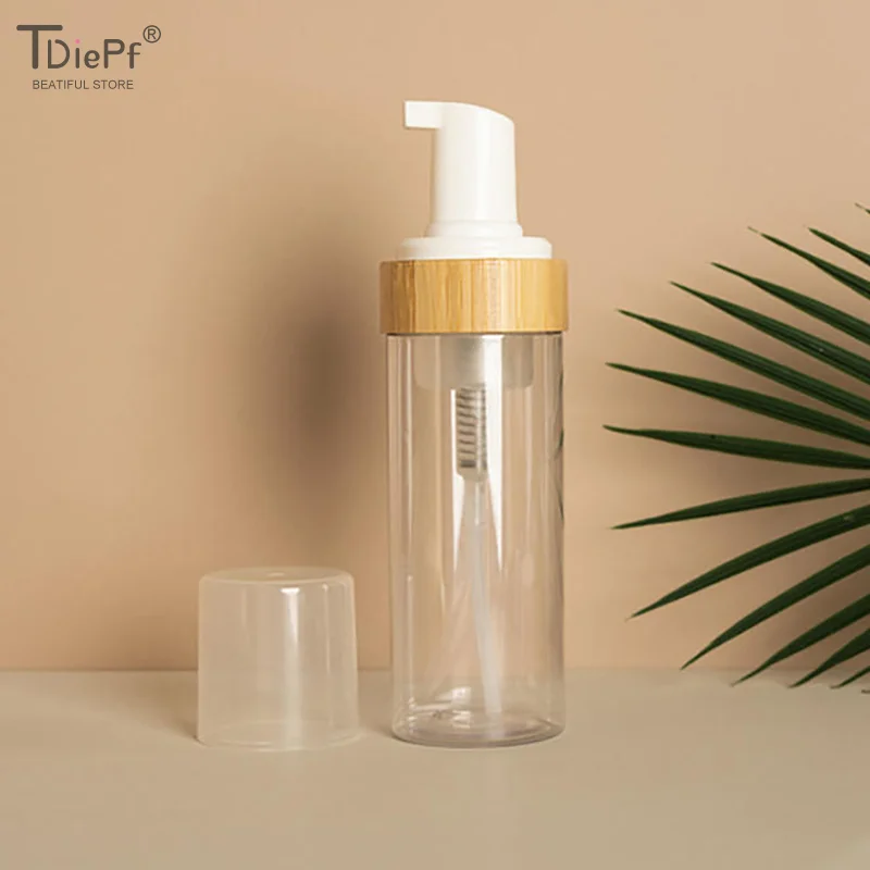 150 مللي السفر الخيزران رغوة زجاجة مضخة فارغة منظف الوجه زجاجة مستحضرات التجميل موزع صابون شامبو إعادة الملء المطهر اليد رغوة
