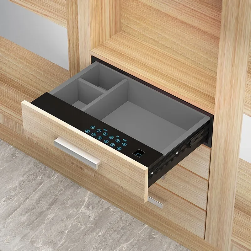 Smart Concealed Cashier Safe Box with Fingerprint & Password Drawer Wardrobe FittingsGoods in stock