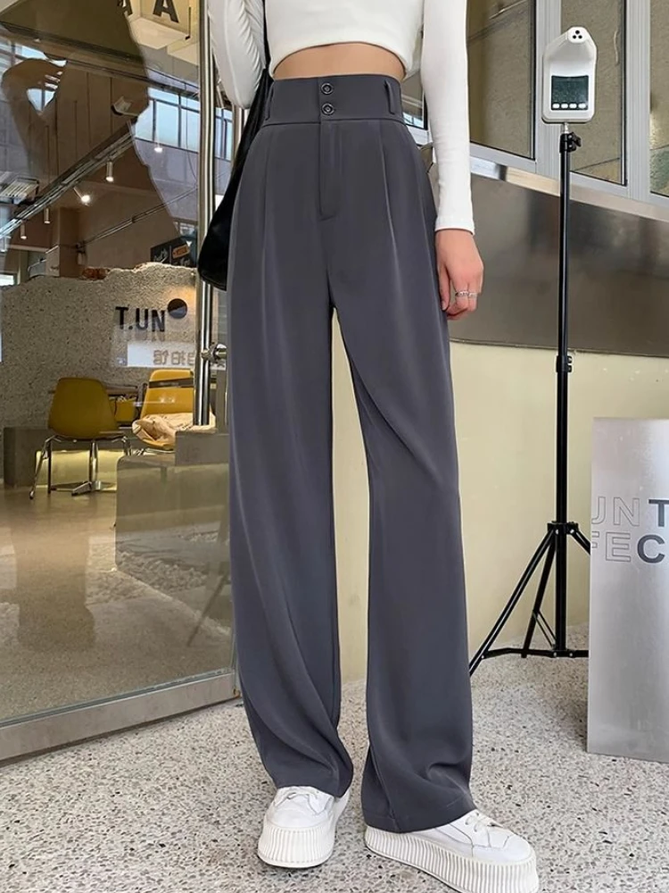 Wide Leg Pants Women Spring Autumn Office Lady High Waist Simple Korean Style Loose Elegant Temper Stylish New Mopping Trousers