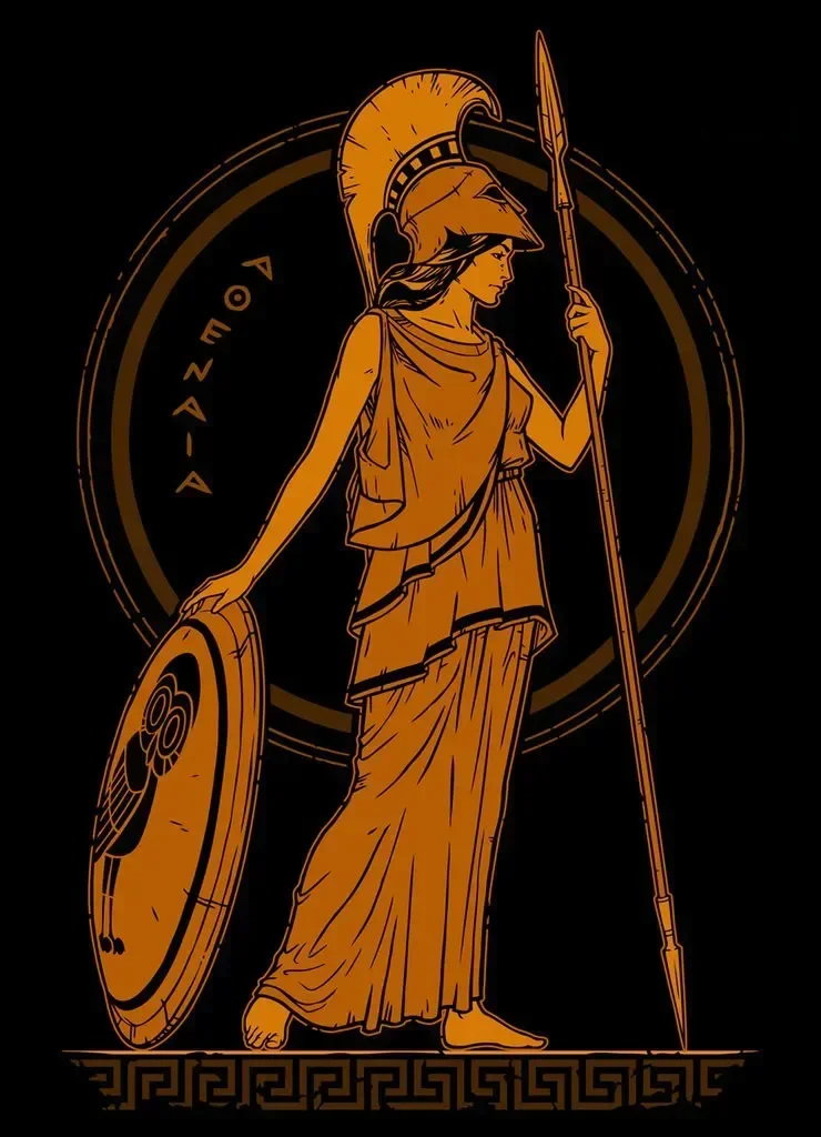 Ancient Greek Goddess Athena Retro Printed T-Shirt 100% Cotton O-Neck Summer Short Sleeve Casual Mens T-shirt Size S-3XL