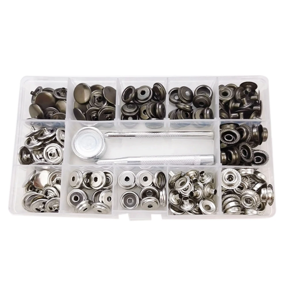 50 Sets 15Mm Leather Snap Fasteners Kit Press Stud Metal Button Snaps with Installation Tools for DIY Leather