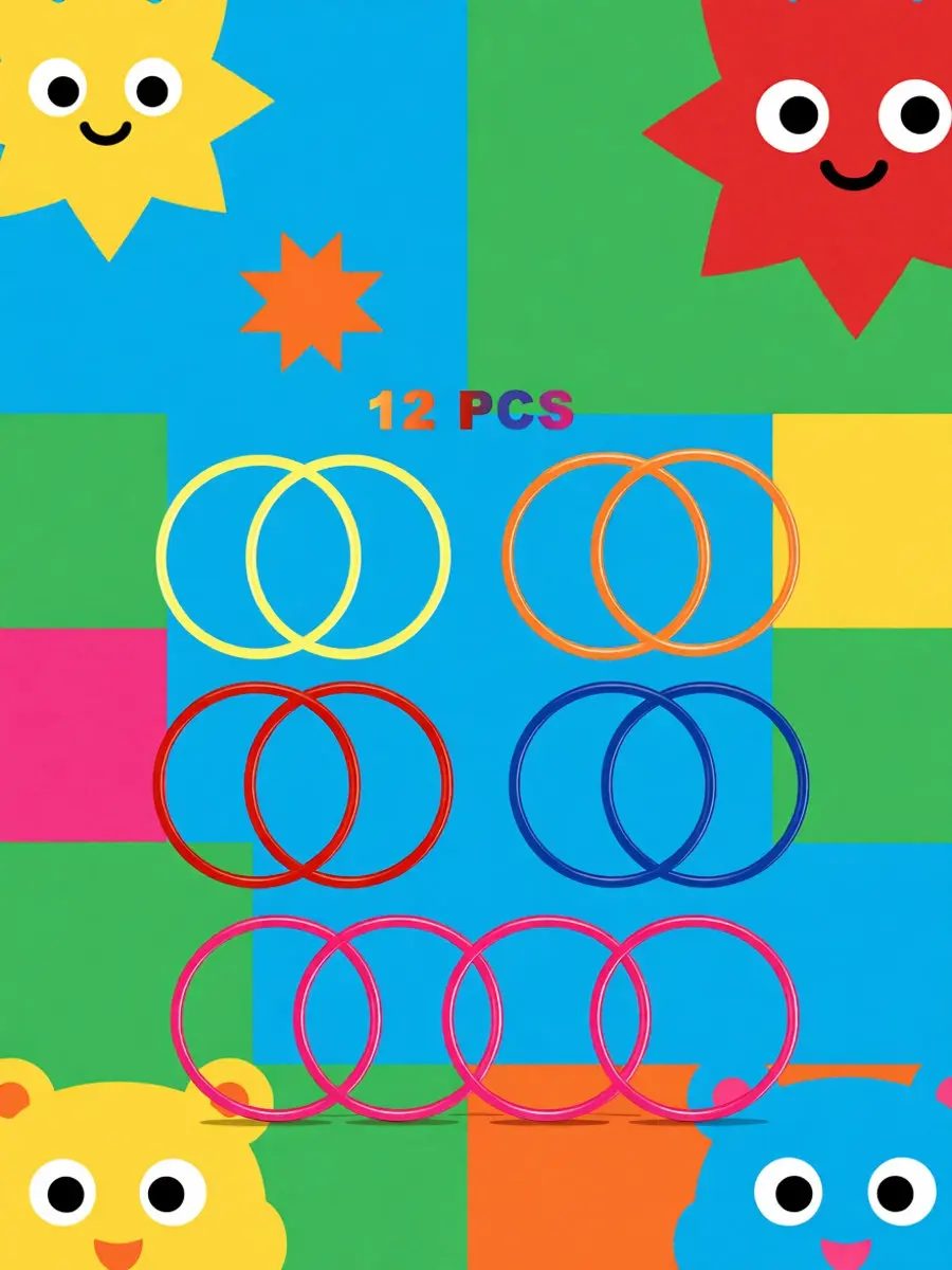12Pcs Assorted Colors Toss Rings for Backyard Garden Outdoor Carnival Plastic Toss Game Set Improve Precision Accuracy