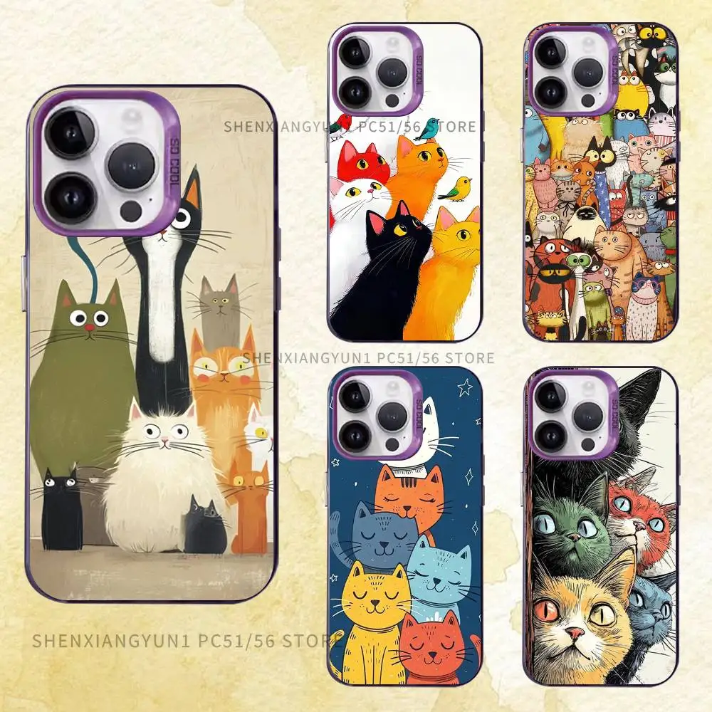 

Cute Watercolor Cats Phone Case For iPhone 17 16e 16 15 14 13 12 11 Pro Max X XR XS MAX Back Cover