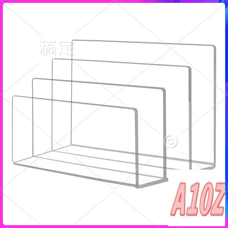 0Z-1 PCS File Holder 3 Sections Vertical Desktop Organizer Transparent Acrylic For Documents Letter Book