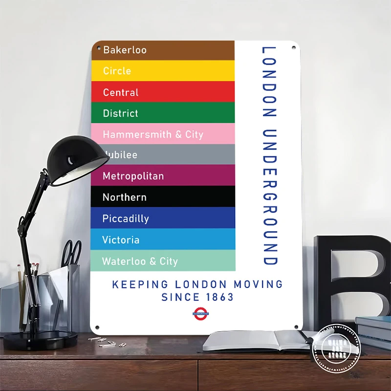 London Underground Lines Poster Customized Vintage Metal Signs Wall Art Retro Tin Plaque for Decoration Garage Decorations House