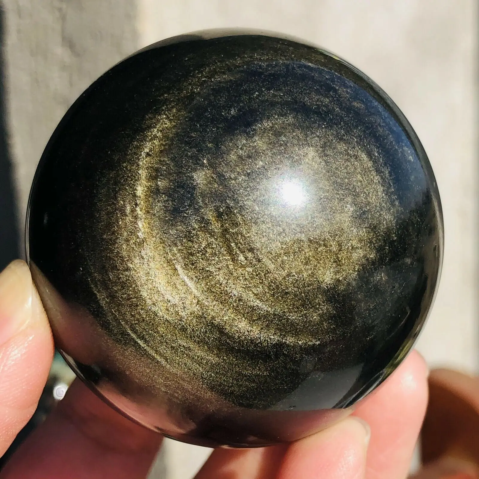 Natural Gold Obsidian Ball Double Golden Eye Lucky,Quartz Crystal Energy Ball,Mineral Reiki Healing Stone,Magic Divination Ball