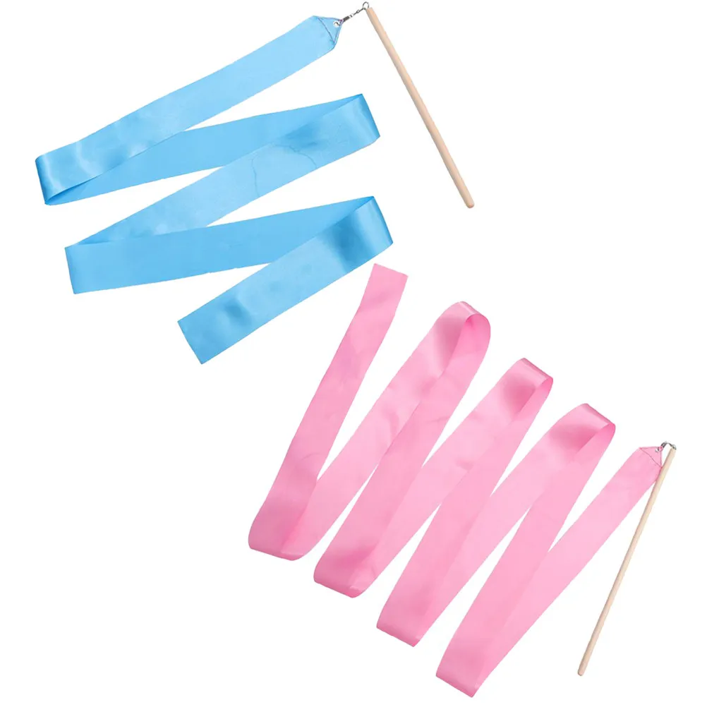 2Pcs Gymnastics Ribbon Bright Color Dance Streamers Portable Artistic Dancing Accessories Performing Gymnastics Training Ribbon
