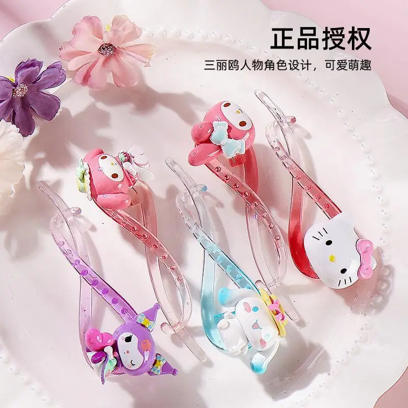 New kawaii anime Sanrio Cinnamoroll Kuromi Hello Kitty My Melody cartoon high-looking acrylic twist hairpin anime toy girl gift