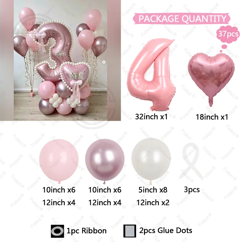 37 قطعة بالون الحب الوردي عدد بالونة عيد ميلاد مجموعة الأطفال حزب الديكور مهرجان التصوير الدعائم لوازم المعمودية