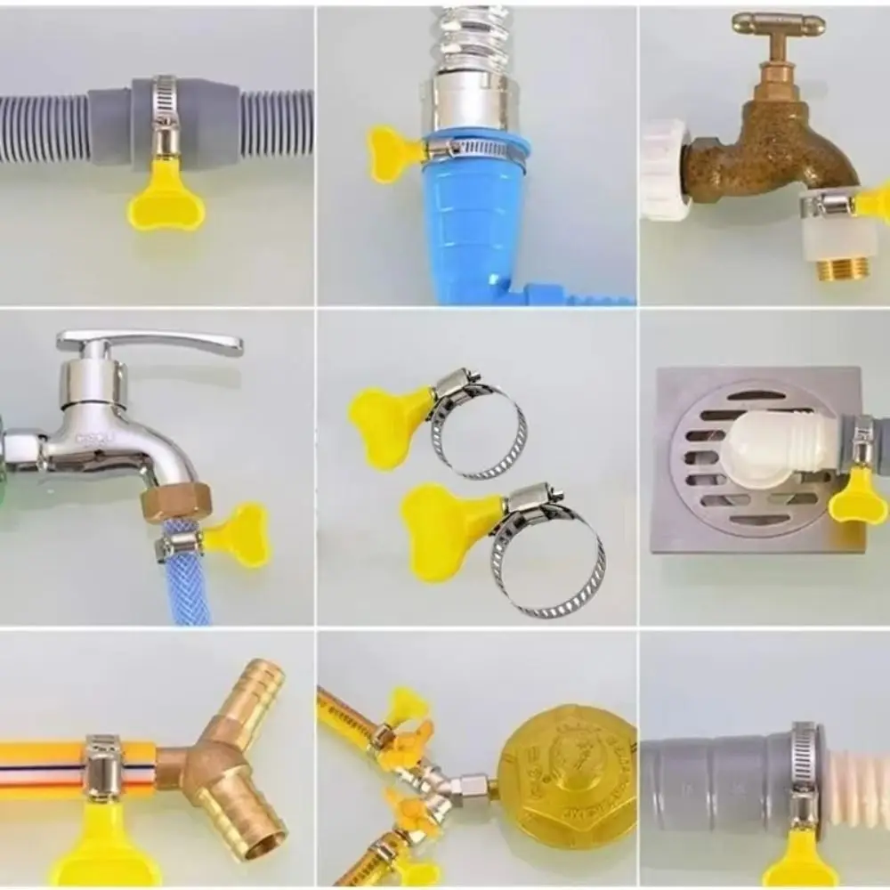 

10 Pcs Sealing Stainless Steel Hose Clamp Powerful Fastener Adjustable Sealing Clamps Yellow Plastic Handle Hose Clamp Fuel Tube