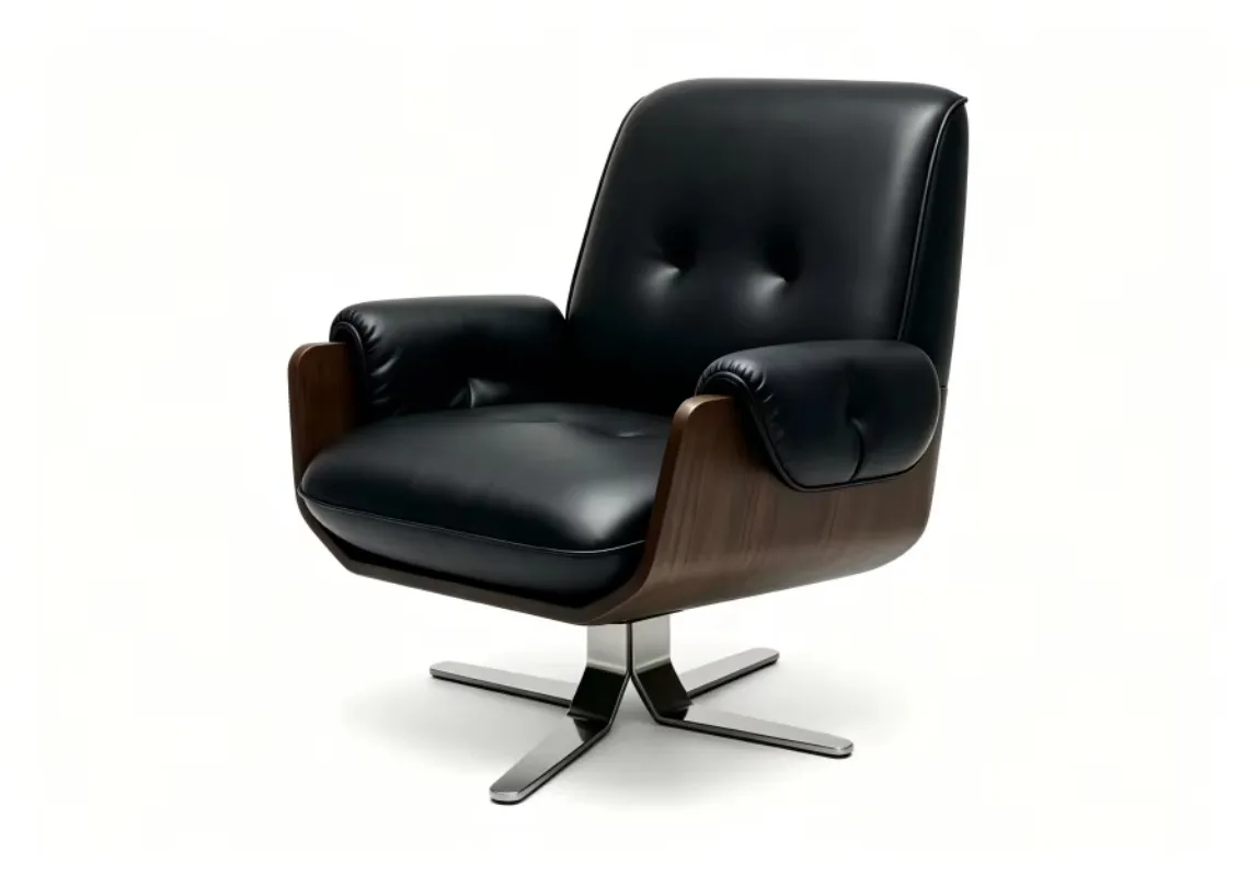 Modern Luxury Swivel Leather Lounge Chair Villa Hotel Office Living Room Bedroom Club Cafe Featured Chair