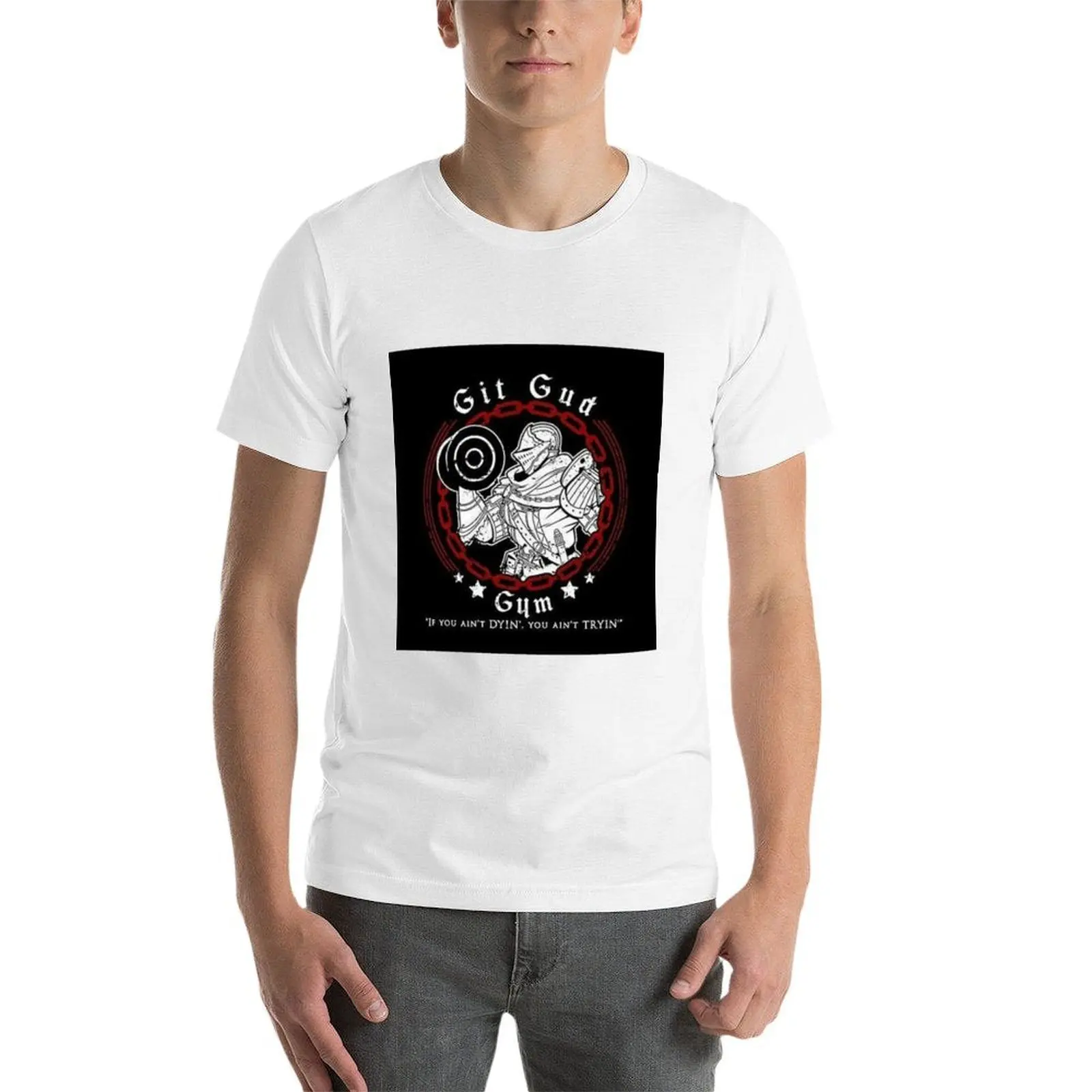 تي شيرت Git Gud Gym تي شيرت رجالي عادي من القطن الأسود تي شيرت عادي للرجال حزمة تي شيرت