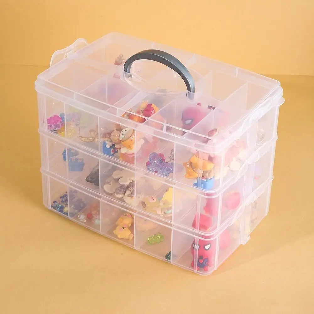 

3-layers Plastic Storage Box Detachable Clear Jewelry Bead Storage Container Removable 18 Grids Toy Sundries Organizer For DIY