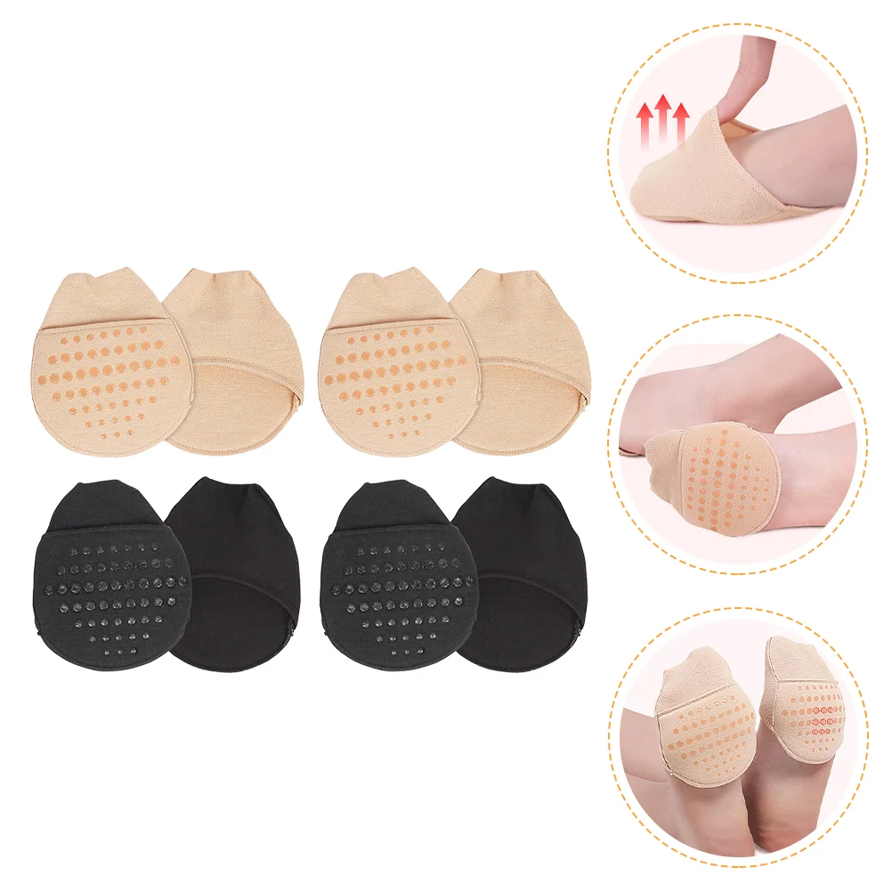 4 Pairs Forefoot Socks Compact Pads Skin Color High-heeled Shoes Insert Heels Invisible Half Silica Gel Cushion Toe Topper