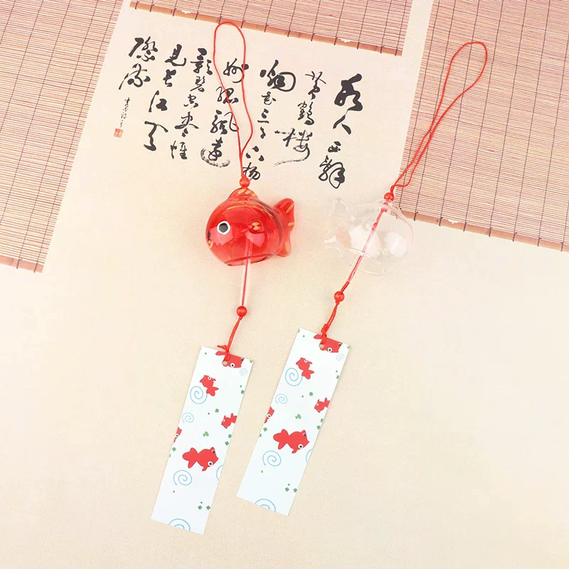 Wind Chime Chimes Japanese Glass  s Style Goldfish Garden Hanging Outdoor Decor Pendant Furin Decorative Fish Ornament