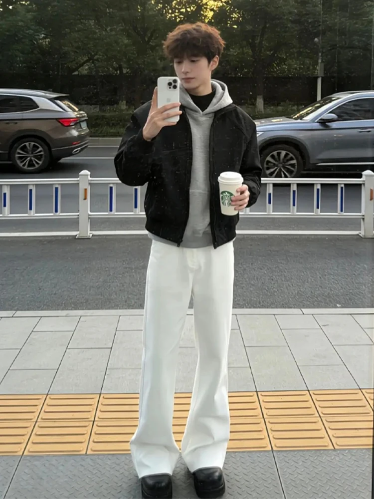 

Американские джинсы прямого кроя с высокой талией для мужчин и подростков, модные брендовые джинсы Cleanfit Bell Bot, повседневная одежда на все сезоны