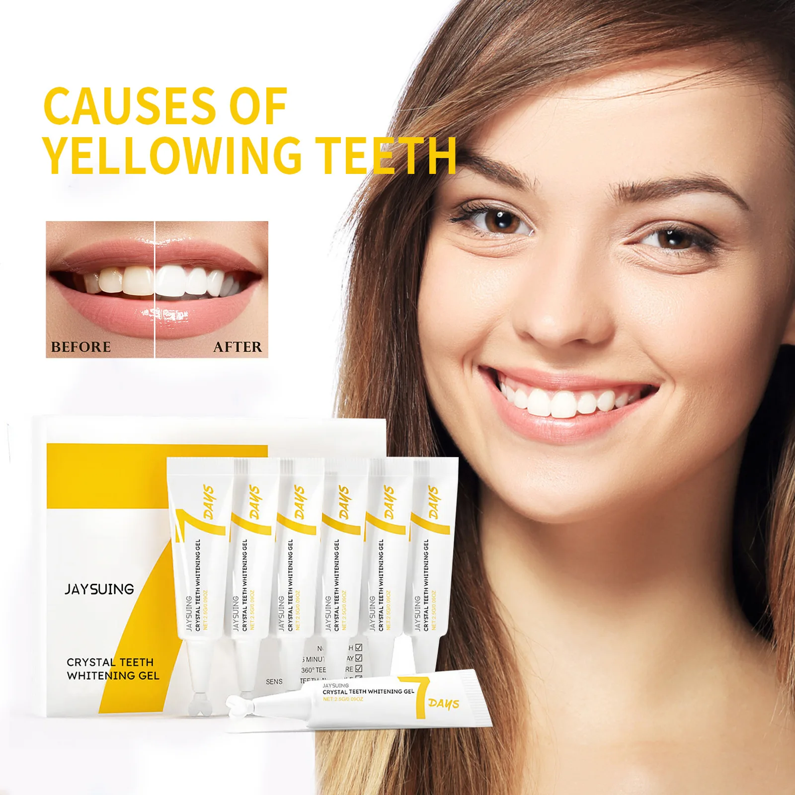 25ml*7 Teeth Whitening Essence Gel Teeth Cleaning Essence Stain Removing Care Essence Teeth Cleaning Care Whiten Teeth
