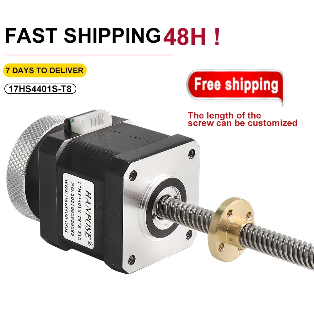 Nema17 Handwheel Screw Motor 40mm 1.7A 42 Motor 17HS4401S-T8*4 100mm Screw Rod Linear Z-Motor with Trapezoidal Lead Screw for 3D