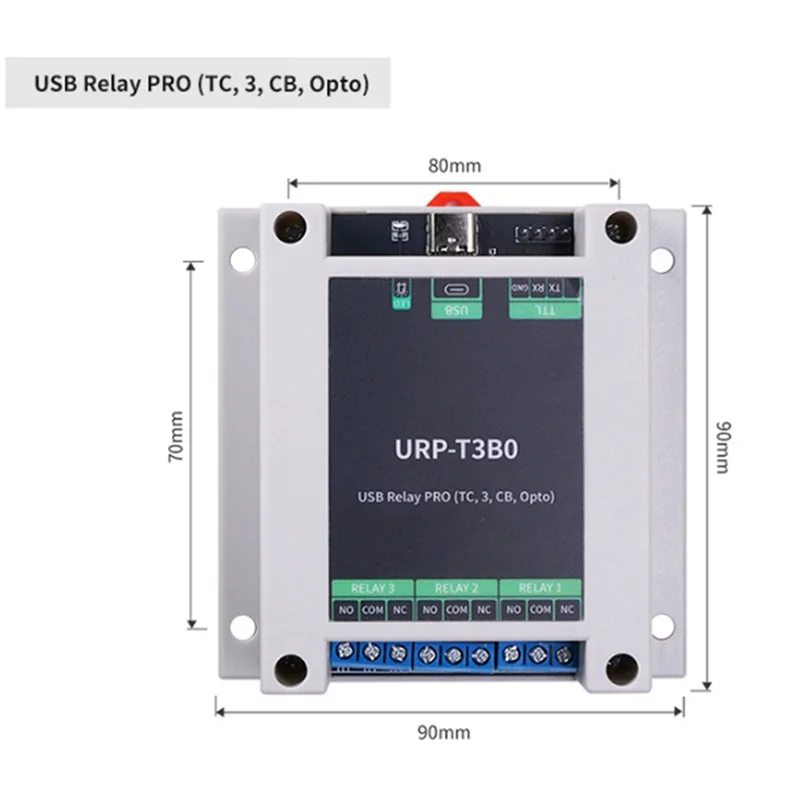 อุตสาหกรรม USB รีเลย์ PRO 3-Way Relay Isolation Rail USB/TTL รีเลย์ควบคุม Forautomation Application
