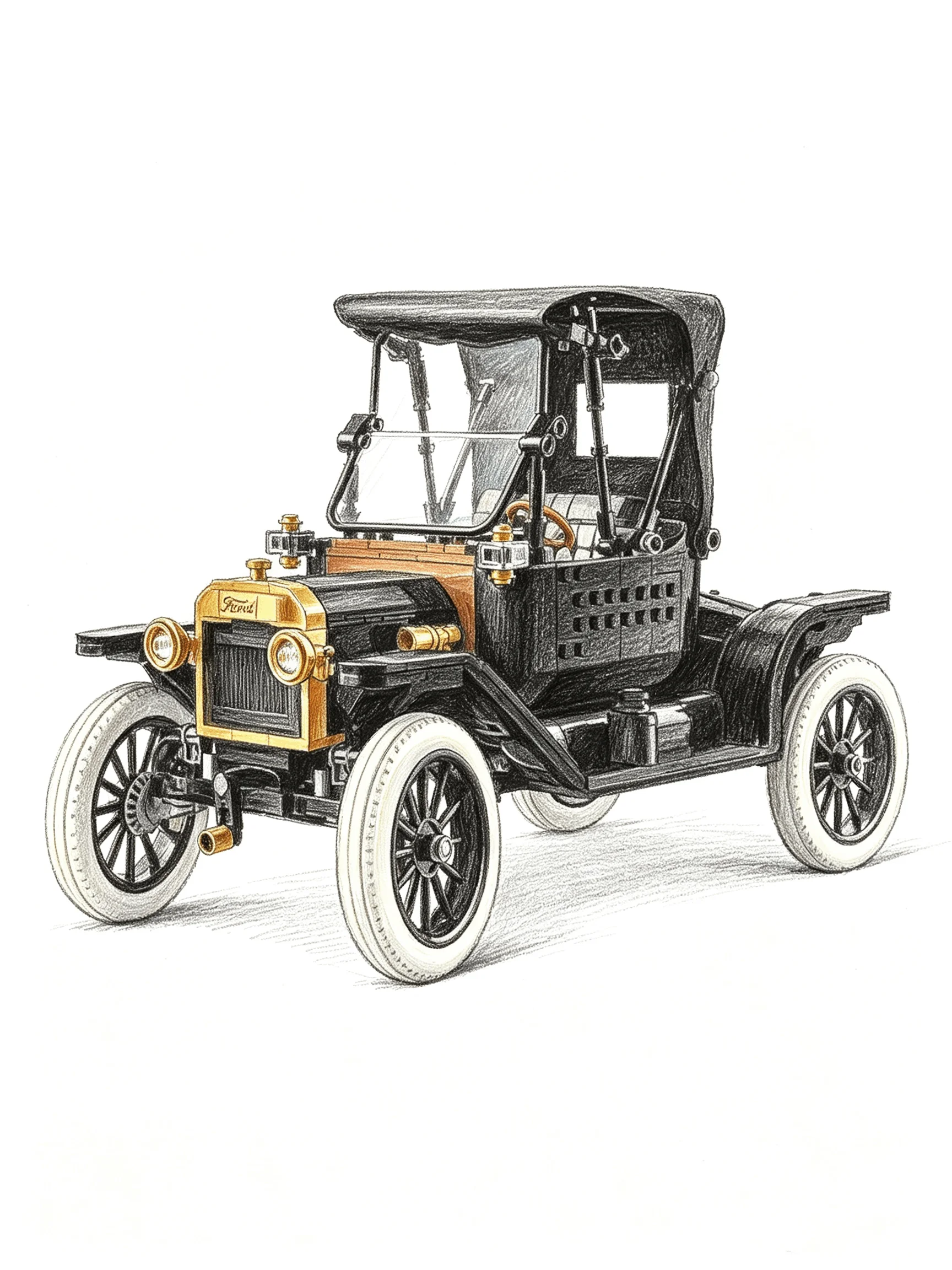 1060 elementów – zestaw klocków do budowania klasycznego, retro modelu samochodu Ford z dawnych lat, model T, do samodzielnego montażu, ozdoba, idealny prezent na festiwal dla kolekcjonerów, zabawka. — 2