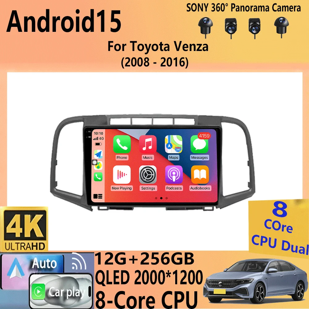 

For Toyota Venza 2008 - 2016 QLED DSP Android 15 Car Radio Smart Multimedia Video Player Auto Stereo Navi GPS Head Unit