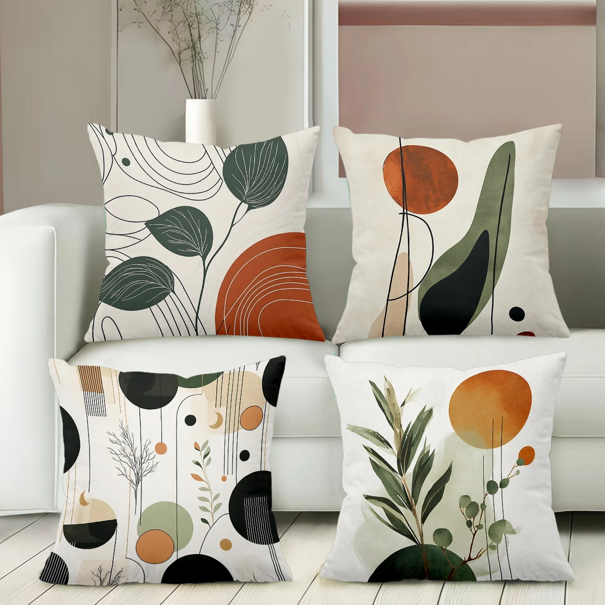 

Modern Geometric Leaf Pattern Throw Pillow Cushions Polyester pillowcase, sofa decorative cushion cov Headboard Pillow