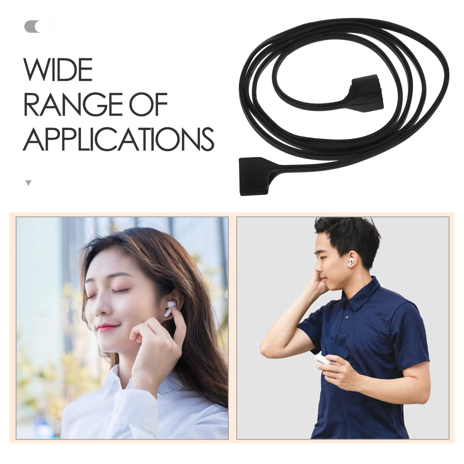 Headphone Lanyard Strap Silica Gel Earbuds Holder Anti Loss Magnetic Design Soft Comfortable No Tangle Widely Applicable