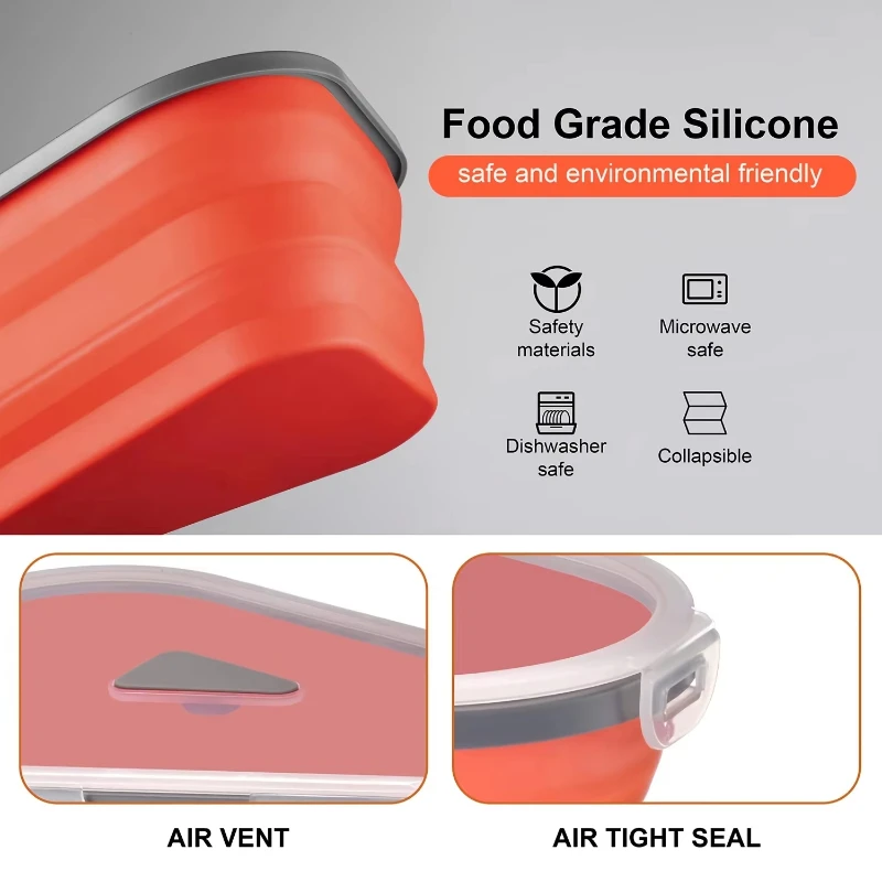 【Best Seller】Triangular Pizza Box Kit | Collapsible Silicone Food Container with 5 Trays | BPA Free