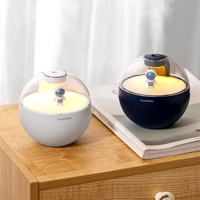 Humidificador de aire de astronauta, difusor de aceite esencial con luz nocturna, niebla fría, Humidificador de aromaterapia, Mini purificador de aire de escritorio