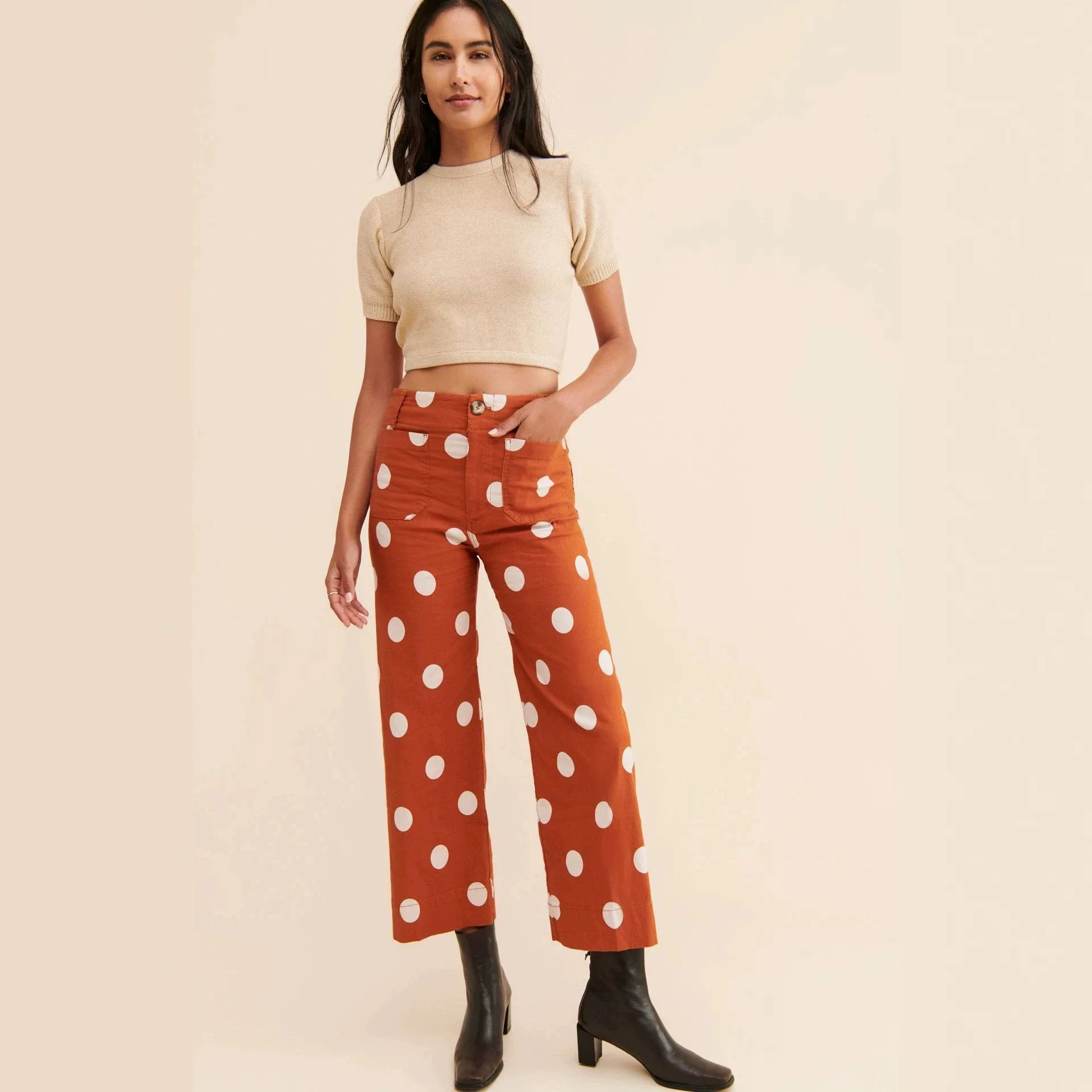 

2026 Fashion Women's Wide Leg Denim Pants Low Waist Dots Print Baggy Jeans Loose Fit Trousers Daily Casual Street Trousers