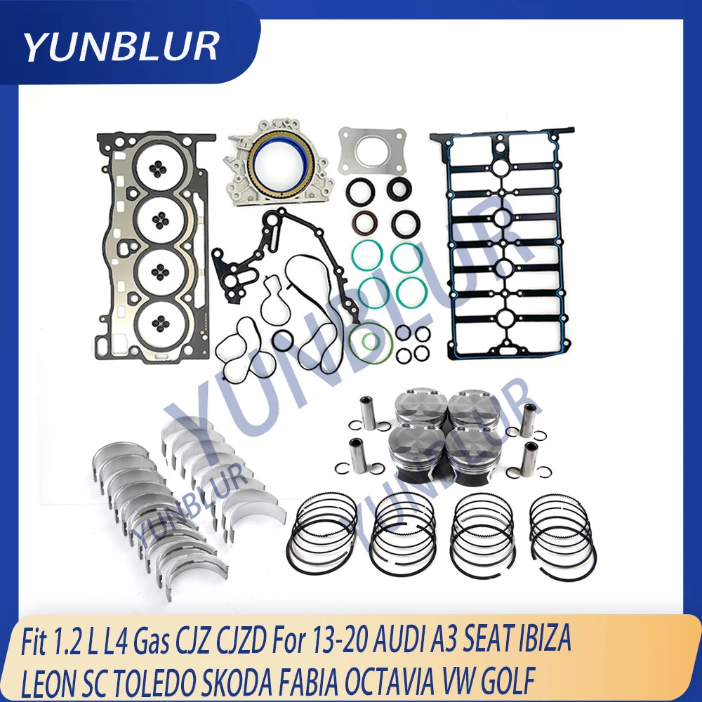 Engine Rebuild Full Gasket Piston Bearing Kit Fit 1.2 L Gas CJZ For 13-20 AUDI A3 SEAT IBIZA LEON SC TOLEDO SKODA FABIA VW GOLF