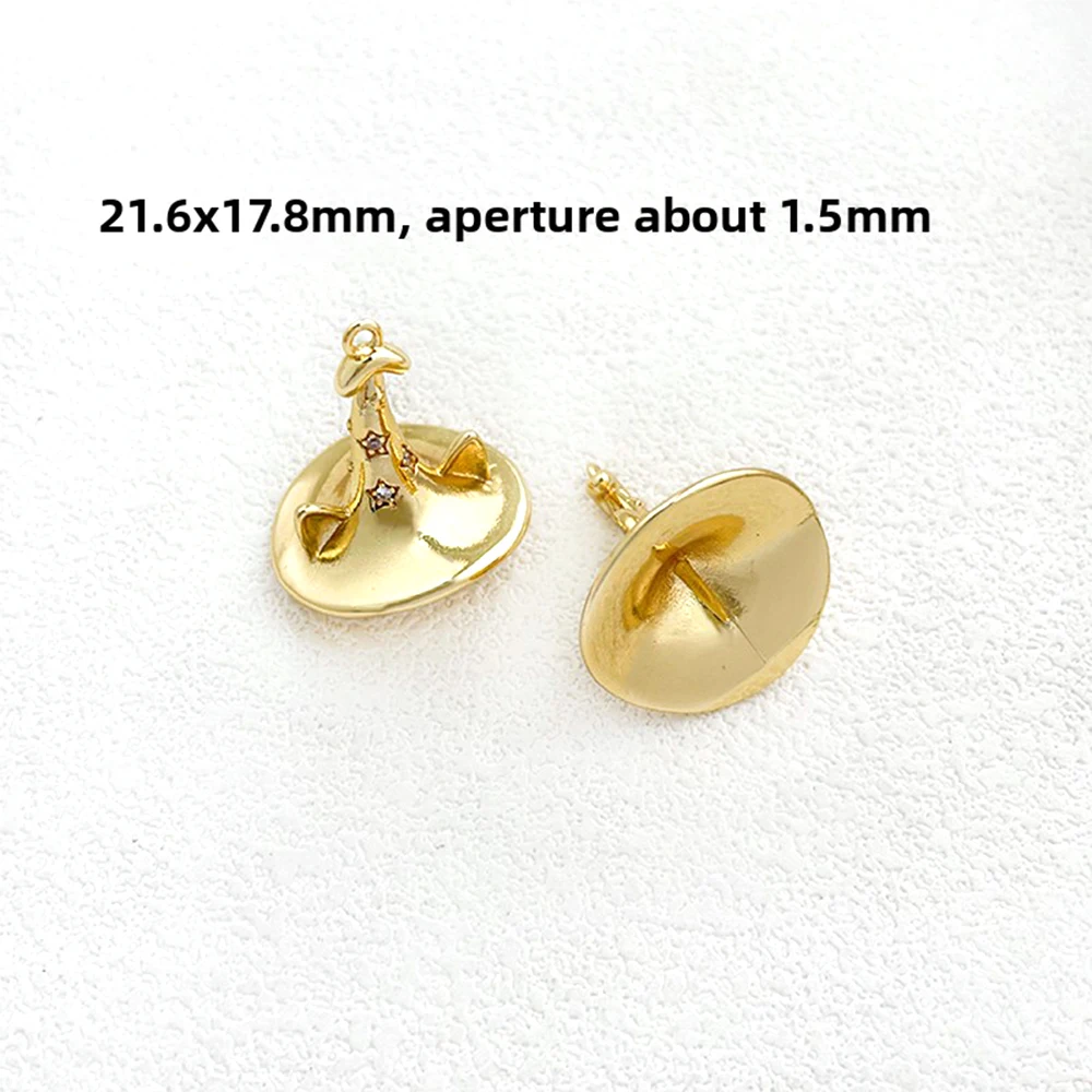 2 Pieces Brass Plated with Genuine Gold Little Devil Witch Hat Empty Pendant DIY Jewelry Making Baroque Doll Accessory Materials