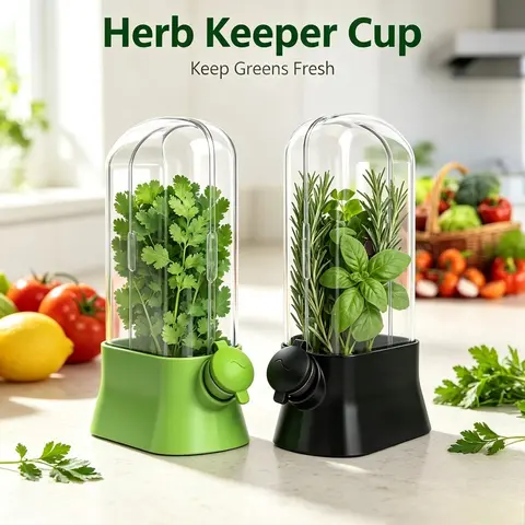 Refrigerator Herb Crisper Saver Pod Container Vegetable Fresh Keeper Bottle for Cilantro Mint Parsley Asparagus Kitchen Storage