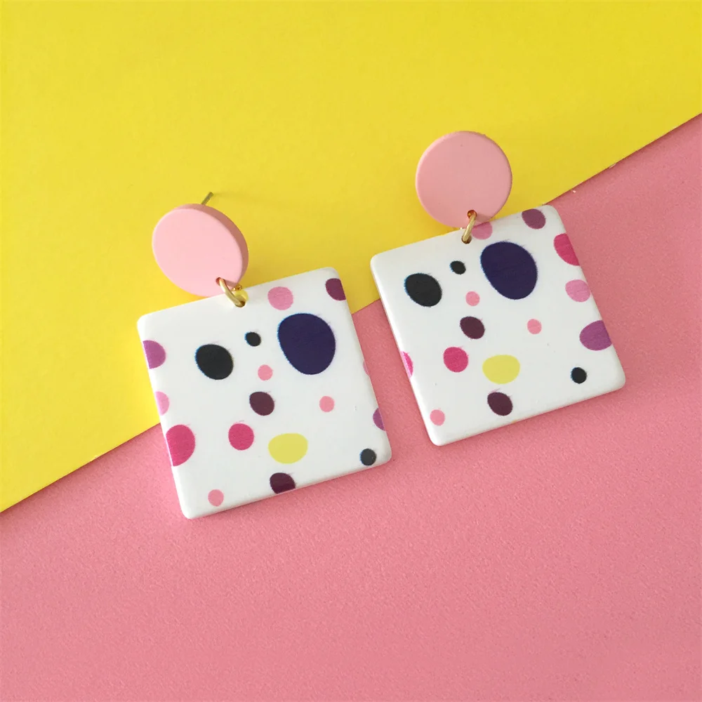 Lovely Sweet Pink Blue Black Background Earrings For Women Girl Cute Sweet Daily School Decoration Jewelry Accessory