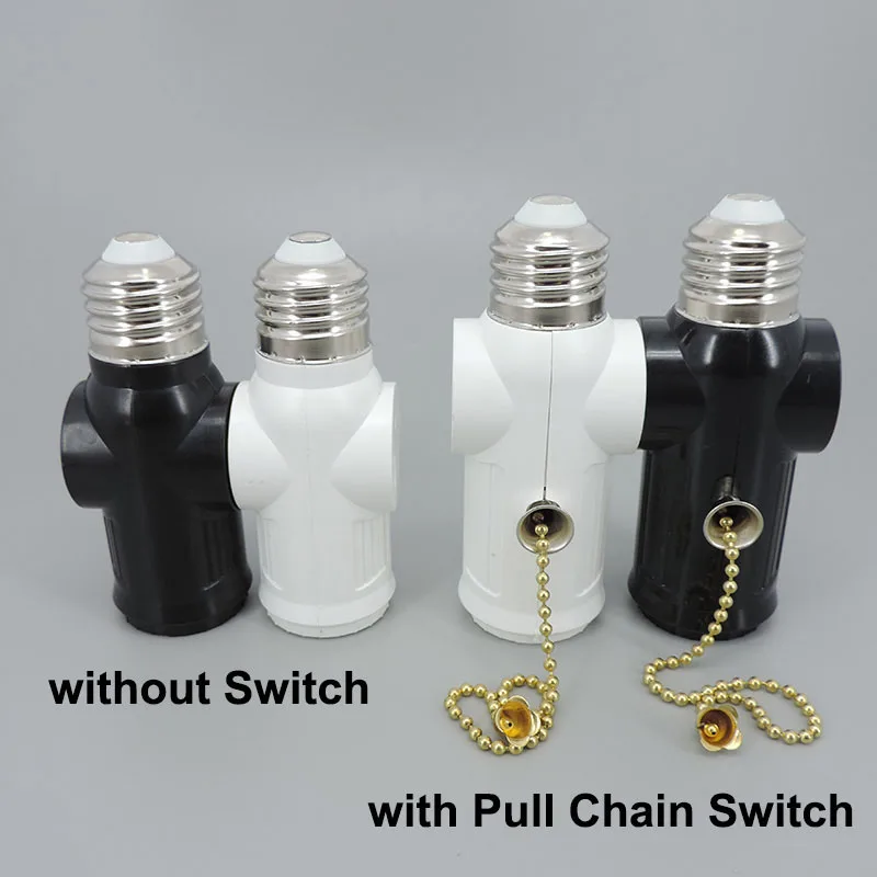 for US America power plug AC to E27 E26 to Light Bulb Adapter Lamp Holder Base Socket Pull Chain Switch Conversion White Black