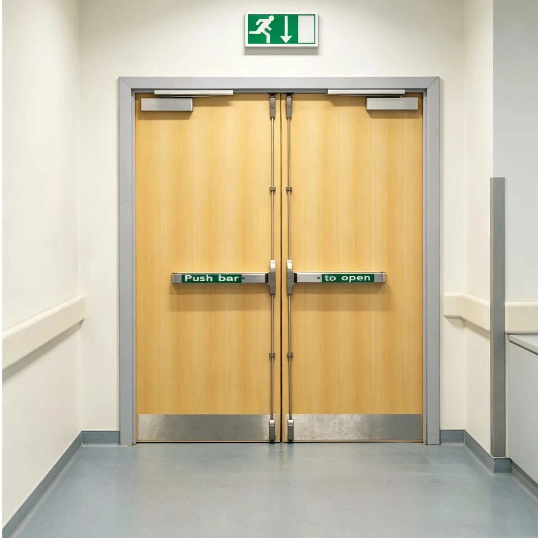 Wooden Fire Door UL Certified 90 Mins with Panic Bar for Commercial Building Factory Direct Timber Fire Resistant Door