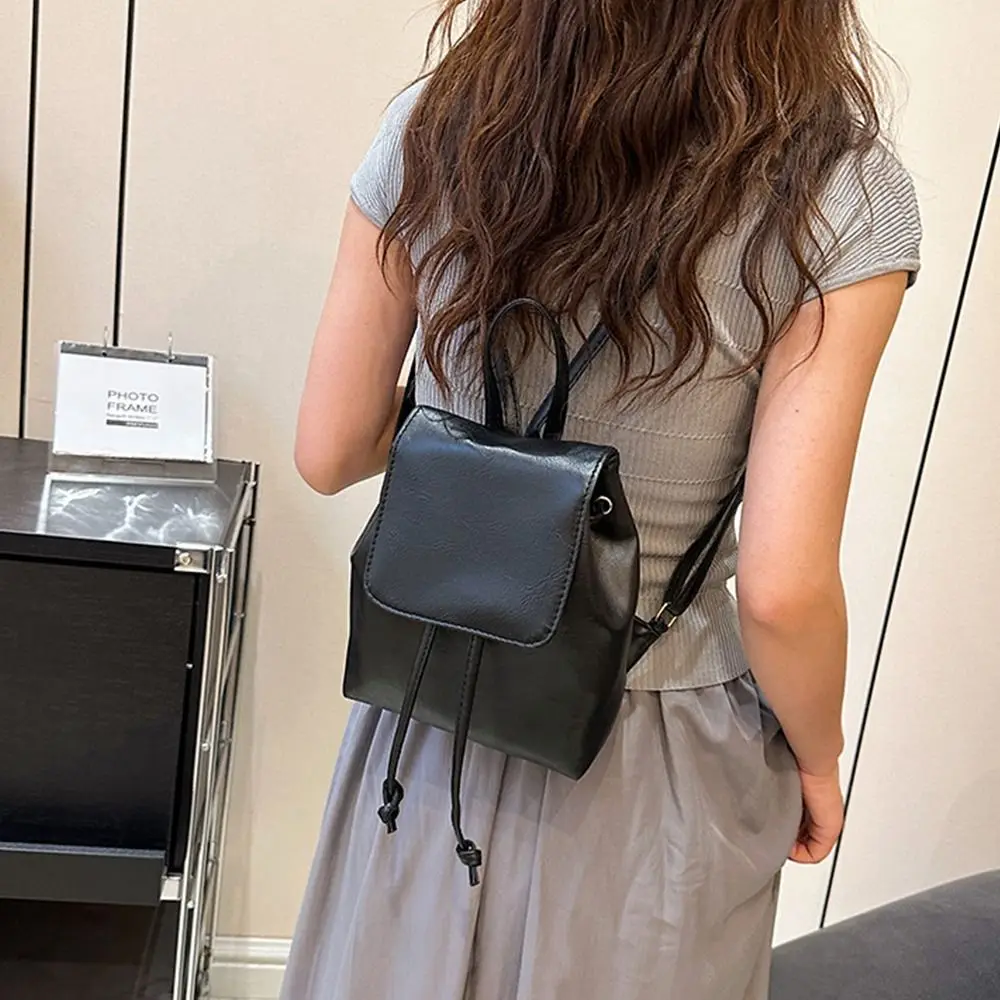 Pu Pu Rucksack einfache kleine Packung braun Retro Rucksack einfarbige Handtasche einfarbige Umhängetasche Kinder