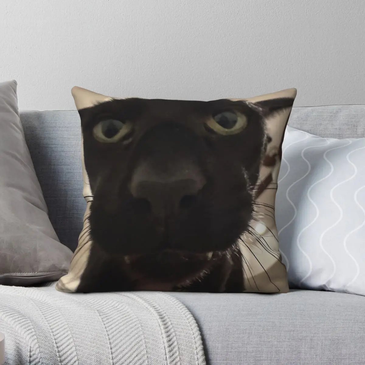 Evil Larry Balck Cat Square Pillowcase Polyester Linen Velvet Printed Zip Decorative Home Cushion Cover 18