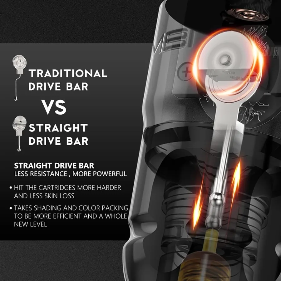 ماكينة رسم الوشم التجميلي اللاسلكية مع مصدر طاقة كورال 2200 مللي أمبير في الساعة لفناني الوشم المحترفين، شريط محرك مستقيم مدمج Desi #4