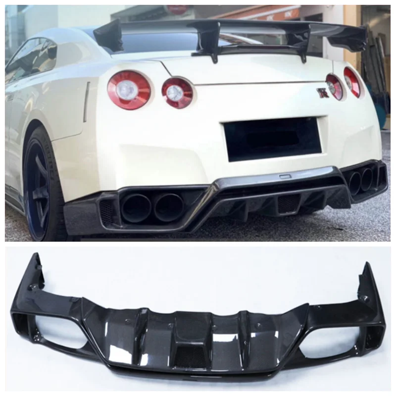 

For Nissan GTR R35 2008-2016 High Quality Carbon Fiber Car Bumper Lip Trunk Rear Diffuser Spoiler Protector Cover