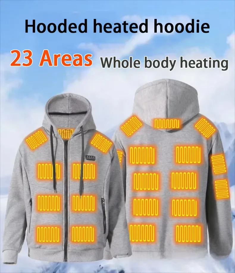 

Умная толстовка с подогревом (23 зоны) для пар, уличная одежда, постоянный тепл, унисекс, электрическая толстовка с подогревом, зимняя куртка с подогревом ﻿