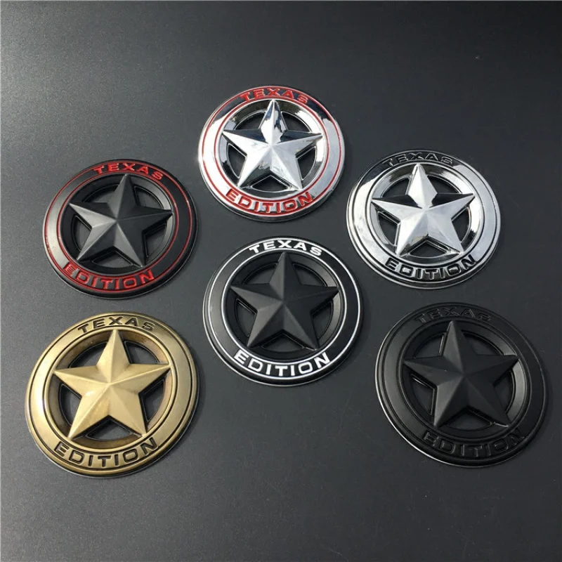 Adesivos de metal 3d versão texas pentagrama logotipo crachá decoração acessório para jeep wrangler rubicon renegado compass grand jk