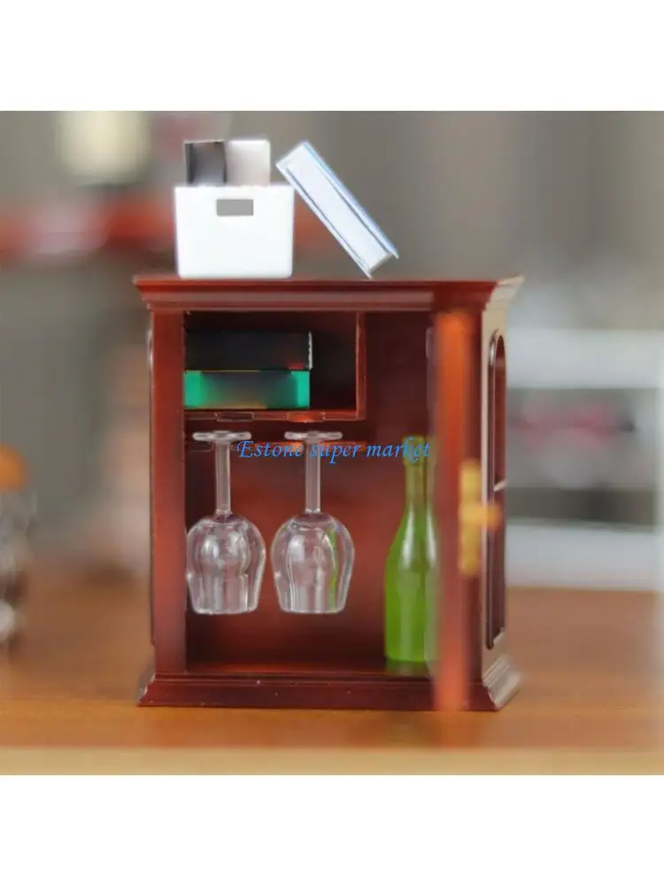 090B Vintage Miniature Wall Cabinet Model for 1/12 Scale Dollhouses Realistic Decors