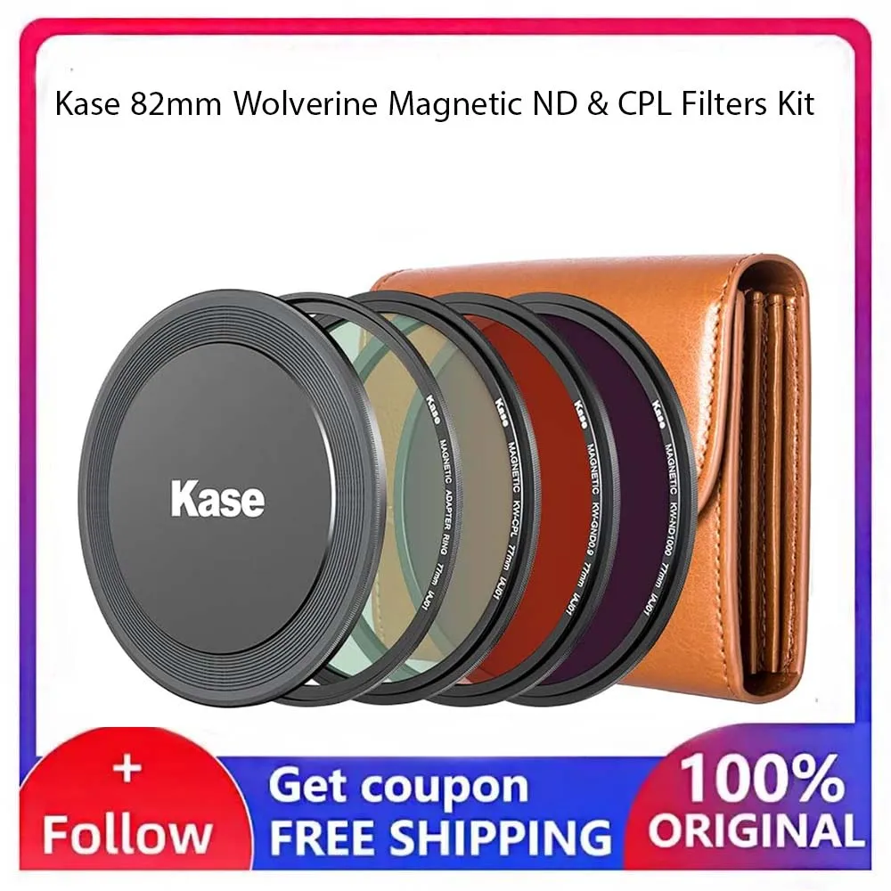 

Kase 82mm Wolverine Magnetic ND & CPL Filters Kit Includes CPL + ND1000 + Soft GND0.9 + Magnetic Lens Cap + Filter Bag