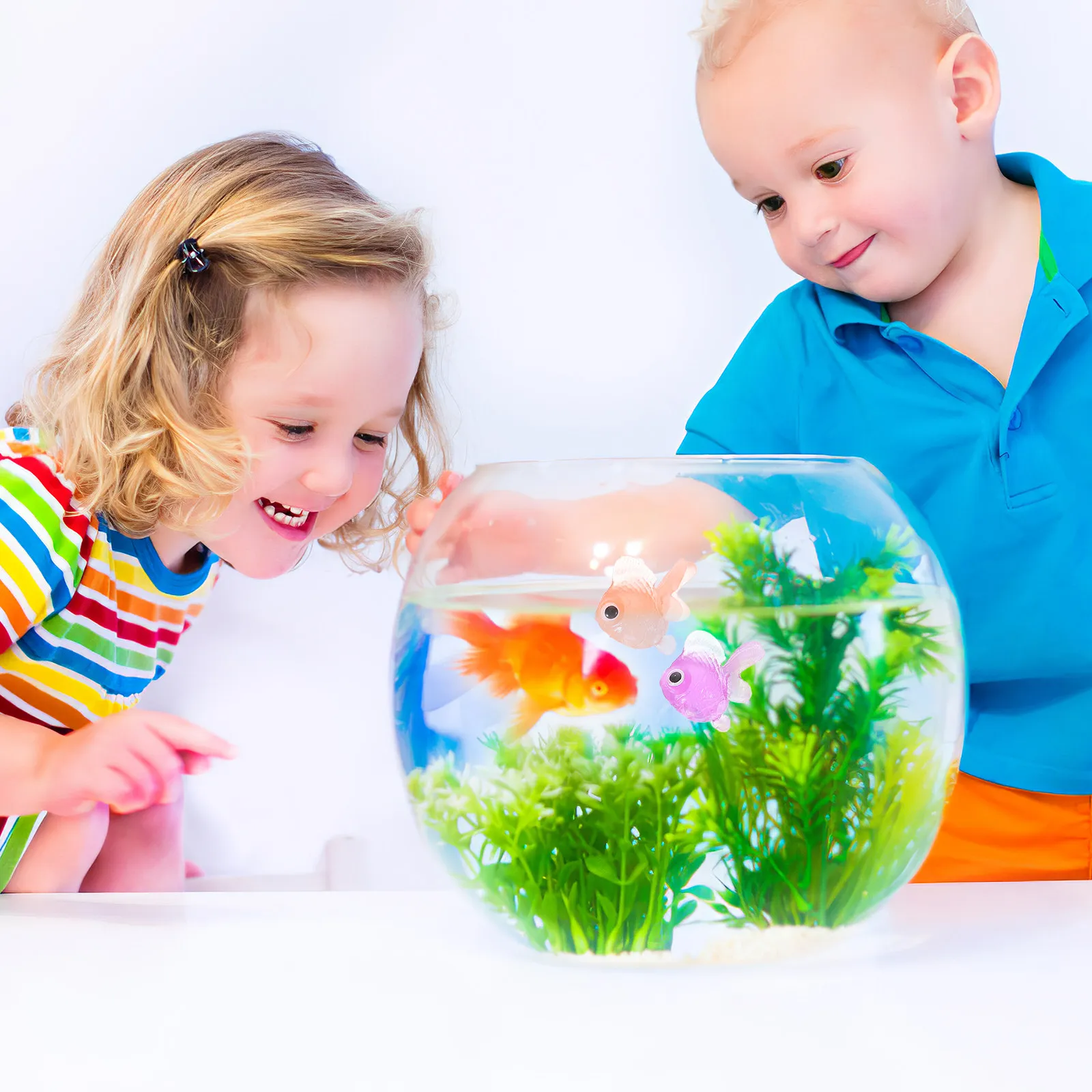 21Pcs Floating Goldfish Colorful Rubber Mini Fish Set Kids Bath Water Animal Aquarium Ornament Mini Fish Goldfish Toy
