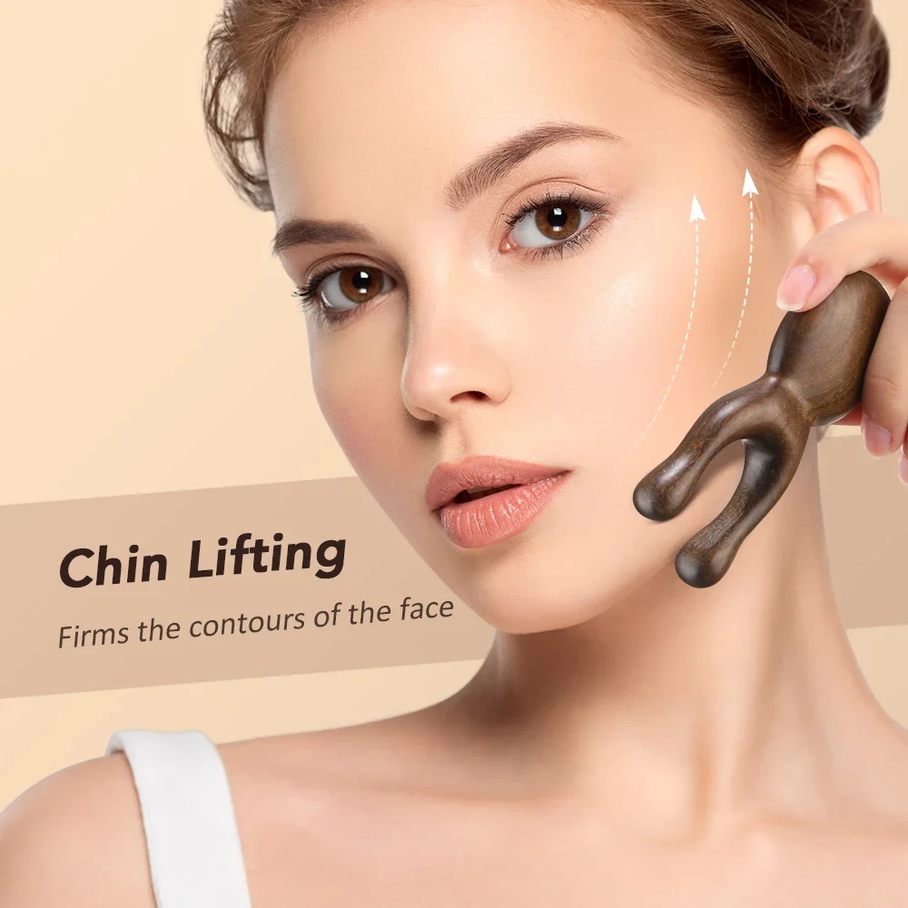 

Wooden Gua Sha Facial Tools Head Massager Sandalwood Wood Massage Tool for Face Nose Eye Wood Therapy Massage Acupressur Tools